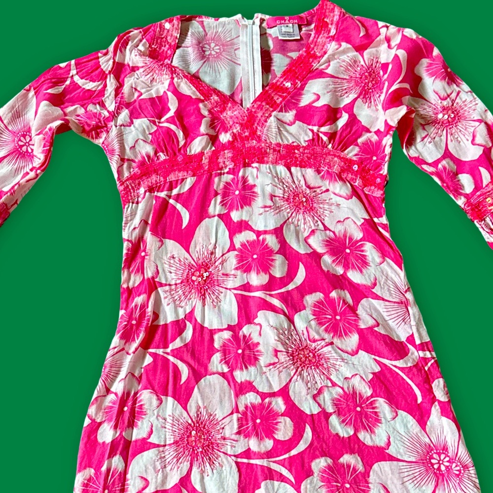 Floral Pink and White Kids Dress